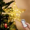 Verdenu 10'' Christmas Tree Topper Lighted in 8 Modes, Christmas Star Tree Topper with 40 LED Lights, Metal Star Tree Topper with Remote Control for Christmas Decorations, Home Decorations (Gold) view 1