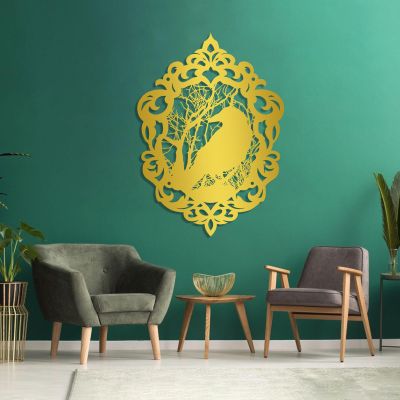 Aportif Metal Gothic Wall Art, Gothic Metal Wall Decor, Crow Decorations, Bird Art, Halloween Decorations, Living Room Decor (Gold, 22x30 in | 55x76 cm)