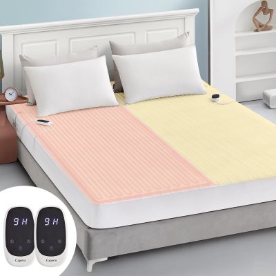 Caperia Heated Mattress Pad Electric Mattress Dual Controller Bed Warmer 9 Heat Settings, 1-12 Hours Auto Off Memory Function Deep Pocket, Fast Heating, Machine Washable Cal King 72" * 84"