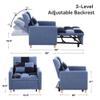 Sleeper Chair Bed - Convertible Single Sofa Chair Bed with Pillow,Pull Out Sleeper Bed with Adjustable Backrest,Multi-Functional Lounge Chair with Teddy Fabric for Apartment,Living Room (Blue) view 2