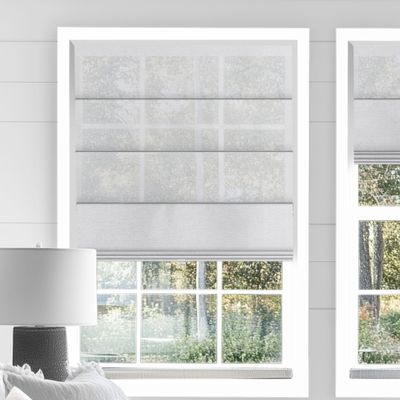 Sulugood Cordless Roman Shades for Windows Light Filtering, Treatment Insulated Window Shades for Home Living Room Bedroom, See Through - White 58" W x 48" H