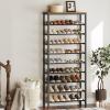 YATINEY 10 Tier Tall Shoe Rack, Large-Capacity Shoe Storage Organizer, Free Standing Shoe Shelf for Closet, Adjustable Metal Shoe Racks Organizer for 40 Pairs of Shoes, Rustic Brown and Black SS70BR view 2