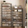 YATINEY 10 Tier Tall Shoe Rack, Large-Capacity Shoe Storage Organizer, Free Standing Shoe Shelf for Closet, Adjustable Metal Shoe Racks Organizer for 40 Pairs of Shoes, Rustic Brown and Black SS70BR view 3