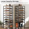 YATINEY 10 Tier Tall Shoe Rack, Large-Capacity Shoe Storage Organizer, Free Standing Shoe Shelf for Closet, Adjustable Metal Shoe Racks Organizer for 40 Pairs of Shoes, Rustic Brown and Black SS70BR view 4