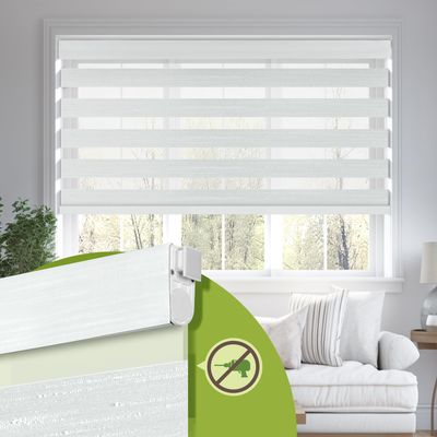 MoDanCeQ No Drill Zebra Blinds for Windows 62" W x 56" H,Silver White