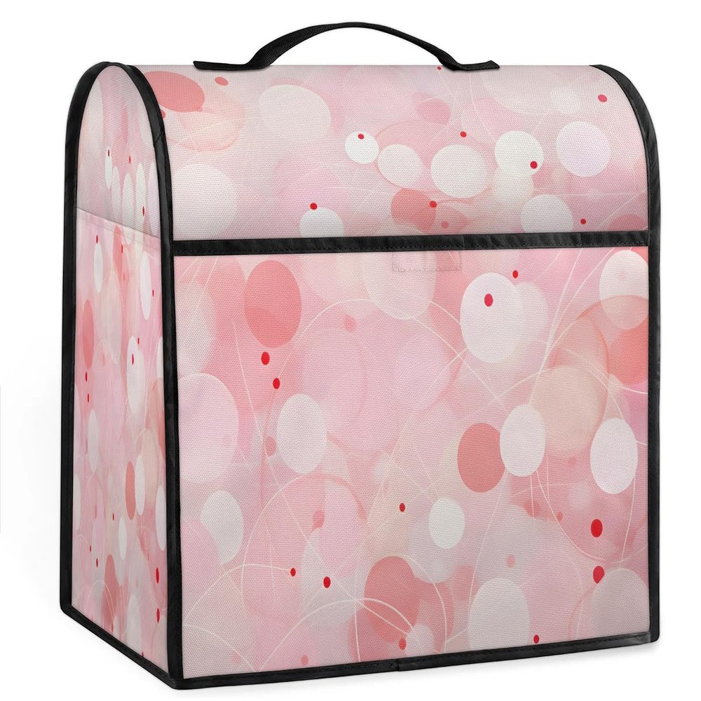 Sabokido Pink White Polka Dot Circle Kitchen Aid Mixer Cover Compatible with 6-8 Quart Kitchen Aid Tilt Head & Bowl Lift, Stand Mixer Cover with Pockets and Handle, Dust Cover Accessories, Large