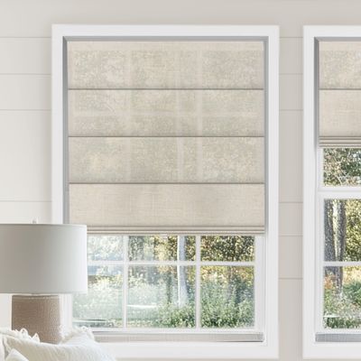 Sulugood Cordless Roman Shades for Windows Light Filtering, Treatment Insulated Window Shades for Home Living Room Bedroom, See Through - Linen Beige 54" W x 56" H
