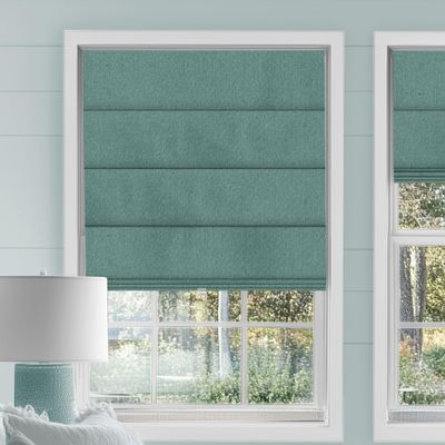 Sulugood Cordless Roman Shades for Windows Blackout Roman Blinds,Room Darkening Thermal Insulated Window Shades for Home Living Room Bedroom, Blackout - Green 58" W x 36" H