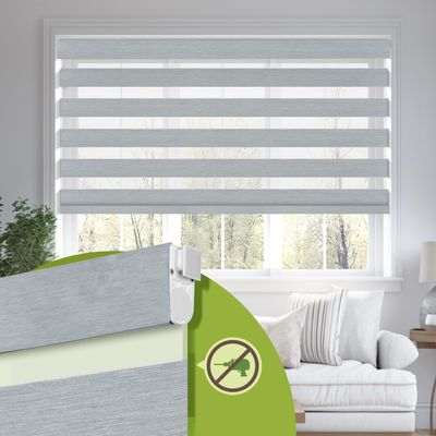 MoDanCeQ No Drill Zebra Blinds for Windows 58" W x 72" H,Light Grey