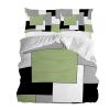 Abstract Duvet Cover Sets Square Green Black Grey White Bedding Sets 3 Pcs Soft Comforter Covet Set Including 1 Quilt Cover 2 Pillow Cases, California King Comforter Cover Set with Zipper Closure view 1