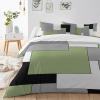 Abstract Duvet Cover Sets Square Green Black Grey White Bedding Sets 3 Pcs Soft Comforter Covet Set Including 1 Quilt Cover 2 Pillow Cases, California King Comforter Cover Set with Zipper Closure view 3