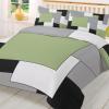 Abstract Duvet Cover Sets Square Green Black Grey White Bedding Sets 3 Pcs Soft Comforter Covet Set Including 1 Quilt Cover 2 Pillow Cases, California King Comforter Cover Set with Zipper Closure view 4