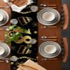 18th Birthday Linen Table Runner 13 x 90 inch Non-Slip Rectangular Dining Table Decor for Wedding Party Holiday Dinner Happy Birthday Cake Firework Ribbon Gold Black view 2