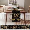 18th Birthday Linen Table Runner 13 x 90 inch Non-Slip Rectangular Dining Table Decor for Wedding Party Holiday Dinner Happy Birthday Cake Firework Ribbon Gold Black view 3