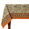 60x90 Inches Rectangle Hand Block Printed Cotton Tablecloth, Peach Blue Floral Table Cloths Washable, Indian Table Linen for Valentine Thanksgiving Gifts Home Decor Dinning Outdoor view 1