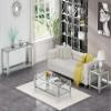 3-Piece Living Room Table Set, Modern Glass Coffee Console Table and End Tables Set for Apartment, Luxury Coffee Table Sets Perfect for Living Room, Stainless Steel Frame view 3
