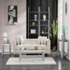 3-Piece Living Room Table Set, Modern Glass Coffee Console Table and End Tables Set for Apartment, Luxury Coffee Table Sets Perfect for Living Room, Stainless Steel Frame view 4