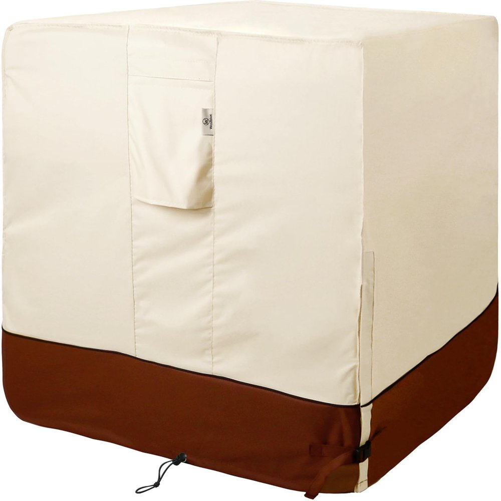 Westblue Air Conditioner Cover for Outside Units-Heavy Duty 600D AC Cover for Outside Unit Waterproof & Resistant AC Unit Covers Outdoor Central Square (Honey & Mocha, 40x40x42 inches)