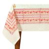 60x90 Inches Rectangle Hand Block Printed Cotton Tablecloth, Yellow Pink Floral Table Cloths Washable, Indian Table Linen for Valentine Thanksgiving Gifts Home Decor Dinning Outdoor view 1