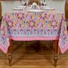 72x108 Inches Rectangle Hand Block Printed Cotton Tablecloth, Pink Red Floral Table Cloths Washable, Indian Table Linen for Valentine Thanksgiving Gifts Home Decor Dinning Outdoor view 2