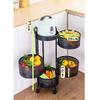 SLGGPJBU Kitchen Storage Shelf Rack, Rotating Utility Storage Cart with Hollow Baskets, Space Saving Organizer for Kitchen/Garage/Bathroom/Laundry view 3