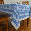 80x120 Inches Rectangle Hand Block Printed Cotton Tablecloth, White Blue Floral Table Cloths Washable, Indian Table Linen for Valentine Thanksgiving Gifts Home Decor Dinning Outdoor view 4