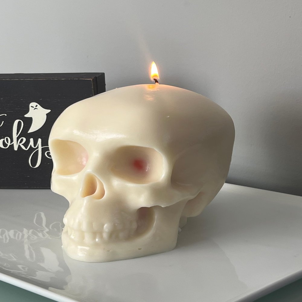 Giant Life-Sized Bleeding Skull Candle (Scent: Sangria White Peach)