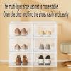 6PCS shoebox, plastic white Clear XL, square shoe cabinet with lid, waterproof, multi-purpose, clamshell lid design, Home kitchen drawer locker - perfect for home and kitchen! view 3