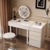 LPP-AHW Solid Wood Makeup Vanity - Luxury Vanity Desk with 5 Drawers and 360  Telescopic Rod LED Mirror, Modern Dressing Table Include Makeup Chair for Bedroom (White,31.5'') view 1