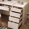 LPP-AHW Solid Wood Makeup Vanity - Luxury Vanity Desk with 5 Drawers and 360  Telescopic Rod LED Mirror, Modern Dressing Table Include Makeup Chair for Bedroom (White,31.5'') view 2