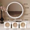 LPP-AHW Solid Wood Makeup Vanity - Luxury Vanity Desk with 5 Drawers and 360  Telescopic Rod LED Mirror, Modern Dressing Table Include Makeup Chair for Bedroom (White,31.5'') view 4