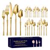 Silverware Set Stainless Steel Flatware Set Service for 6 Cutlery Utensils Set Include Knife Fork Spoon Durable Home Kitchen Eating Tableware Set Mirror Polished And Dishwasher Safe,30 Pieces,Gold view 1