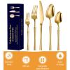 Silverware Set Stainless Steel Flatware Set Service for 6 Cutlery Utensils Set Include Knife Fork Spoon Durable Home Kitchen Eating Tableware Set Mirror Polished And Dishwasher Safe,30 Pieces,Gold view 3