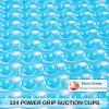 Linoows Non-Slip Bathtub and Shower Mats, Power Grip Bath Mat 35 x 16.3 Inch with Suction Cups and Drain Holes for Tub Bathroom Floor Safety, Machine Washable Soft Bathmat, Clear Blue view 3