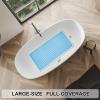 Linoows Non-Slip Bathtub and Shower Mats, Power Grip Bath Mat 35 x 16.3 Inch with Suction Cups and Drain Holes for Tub Bathroom Floor Safety, Machine Washable Soft Bathmat, Clear Blue view 4