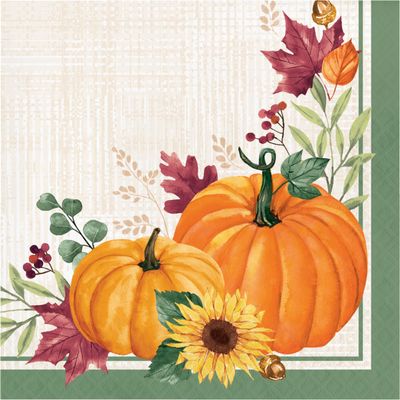 Harvest Wishes Party Napkins - 32 Count | 2 Packages of 16CT 2-Ply Lunch Napkins | Fall Theme, 371806