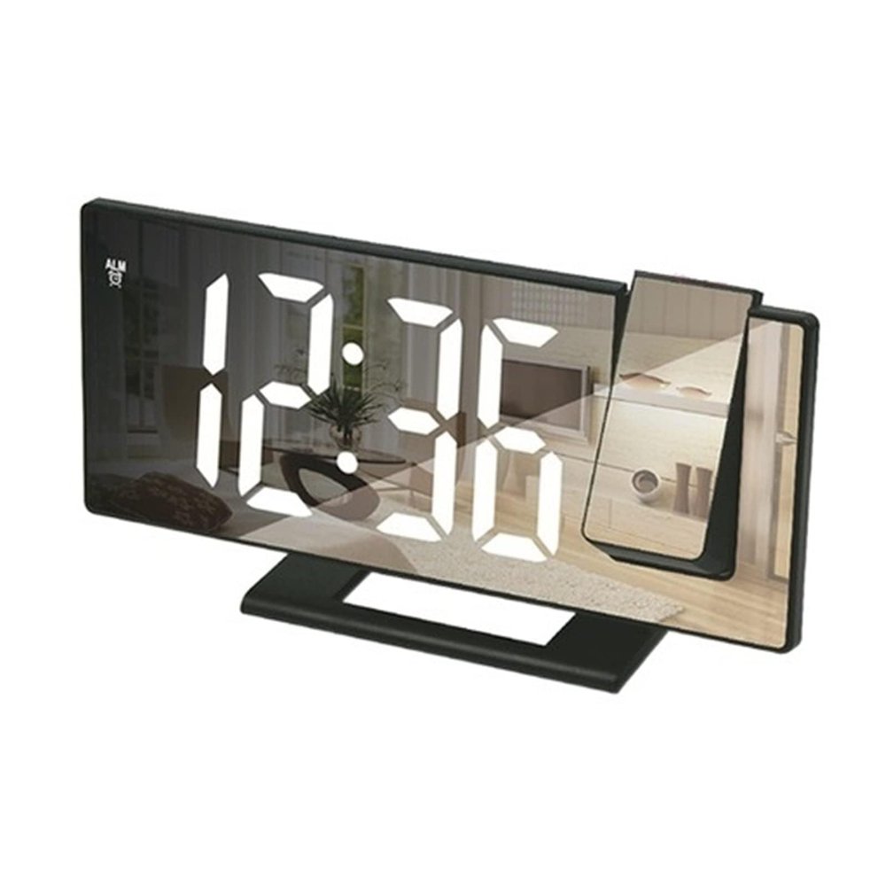 KRODEAIR LED Digital Projection Alarm Clock for Bedroom Projection on Ceiling Electronic Time Projector Dual-Loud Bedside Mute Clock,White on Black