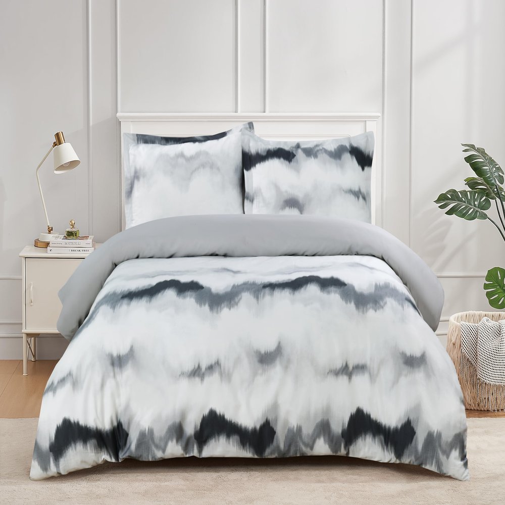 Majestic Giftware Madison Linen 8 Pcs 48" Full Size Duvet Bedding Set (BL512-48F) | Frosty Bliss 300 TC 100% Cotton Sateen |2 Fitted Sheets, 2 Duvets, 4 Pillowcases - Ritz Collection