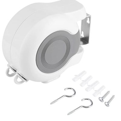 Akozon 26m Retractable Double Clothes Drying Line, Indoor & Outdoor Spacesaving Washing Laundry Tool with Wall Mount