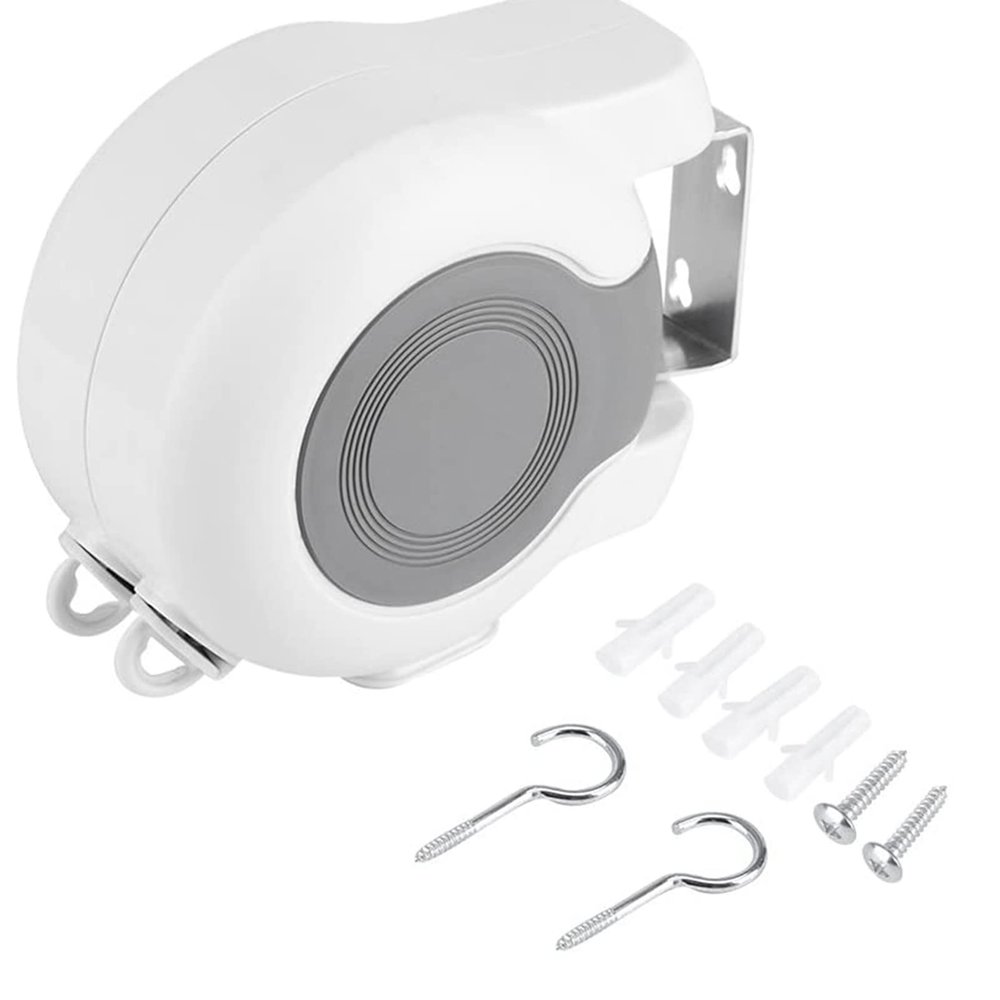 Akozon 26m Retractable Double Clothes Drying Line, Indoor & Outdoor Spacesaving Washing Laundry Tool with Wall Mount