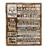TeesReal Personalized Gifts for Grandson from Grandma Grandpa Blanket Wood Love You Fathers Day Grandson Gifts Birthday Graduation Christmas Customized Fleece Blanket (60 x 80 in Adult Size) view 1