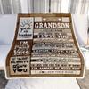 TeesReal Personalized Gifts for Grandson from Grandma Grandpa Blanket Wood Love You Fathers Day Grandson Gifts Birthday Graduation Christmas Customized Fleece Blanket (60 x 80 in Adult Size) view 2