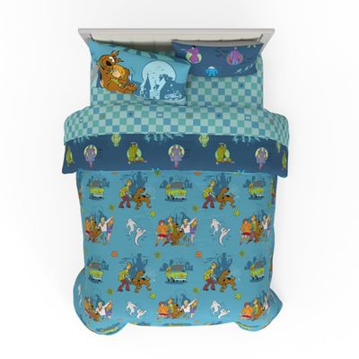 Franco Scooby Doo Scoobtober Bedding 7 Piece Super Soft Reversible Comforter and Sheet Set with Sham, Queen, (Officially Licensed Product)