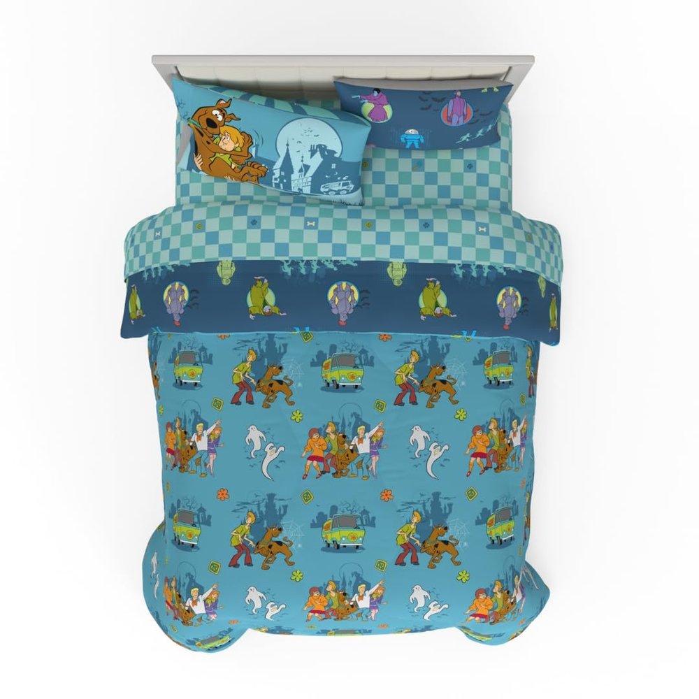 Franco Scooby Doo Scoobtober Bedding 7 Piece Super Soft Reversible Comforter and Sheet Set with Sham, Queen, (Officially Licensed Product)