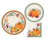 Harvest Wishes Party Supplies | Bundle Includes Paper Plates & Napkins for 8 People | Fall Pumpkins, Sunflowers, Foliage Theme view 1