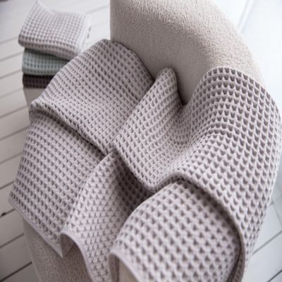 HAZELYA Waffle Cotton Bath Towels-100% Turkish Cotton, Quick Dry, Ultra Soft, Premium Absorbent, Weave Design, Fast Drying-2 Pieces Bath Towel Set (1 Large Bath Towel and 1 Hand Towel) (Beige)