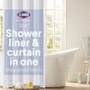 CLOROX 2-in-1 Bathroom Shower Curtain Liner, Durable Fabric, Weighted Magnets for Bath Water Control, Washable Premium Quality, Modern - 54" x 78" White view 1