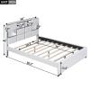 CIGEGE Full Size Upholstered Platform Bed with LED, Storage and USB in Headboard, Beige view 3