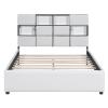 CIGEGE Full Size Upholstered Platform Bed with LED, Storage and USB in Headboard, Beige view 4