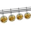 Stainless Steel Shower Hooks with Crystal Glass, 12-Pack, Perfect for Decorating Bedroom and Room Curtain Rods, Yellow Gift Pattern view 2